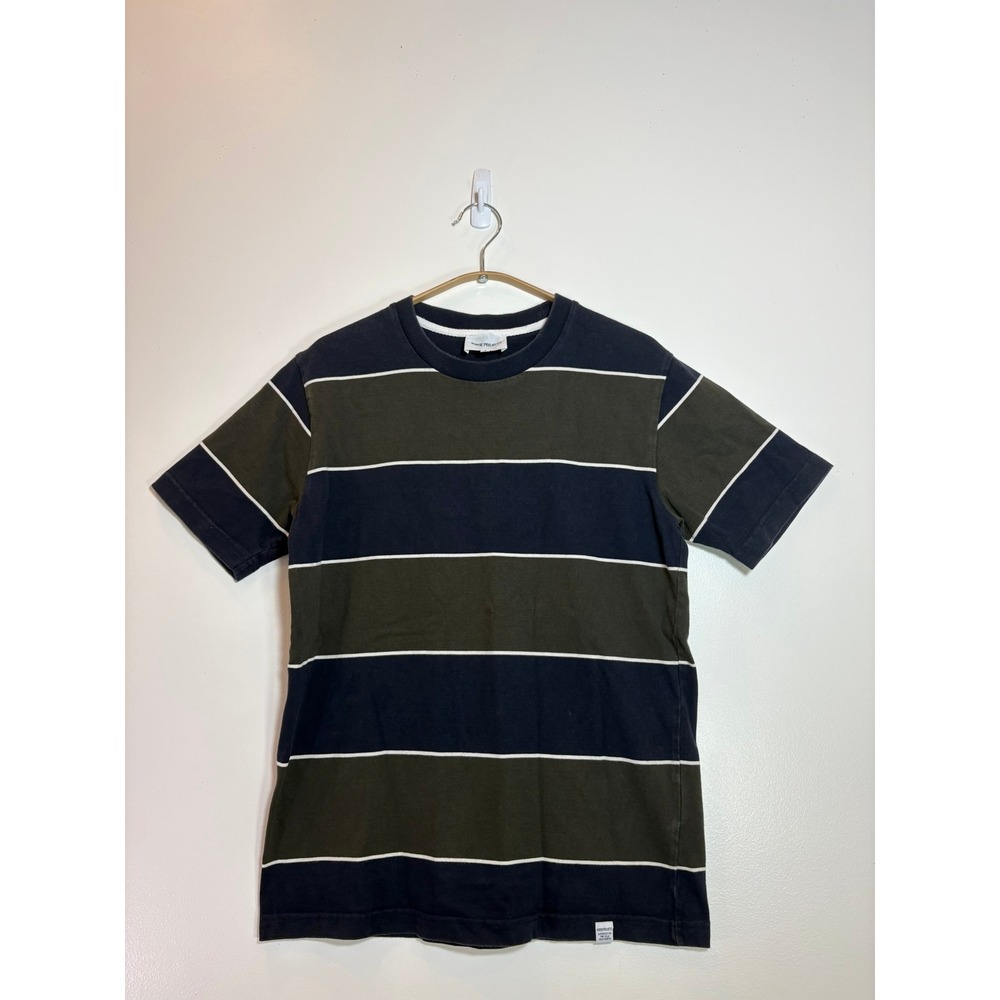 Norse Projects Johannes 3 Stripe T-Shirt Navy Olive Green N01-0467 Mens Small